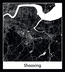 Minimal city map of Shaoxing (China Asia)