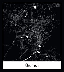Minimal city map of Ürümqi (China Asia)