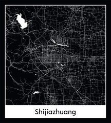 Minimal city map of Shijiazhuang (China Asia)