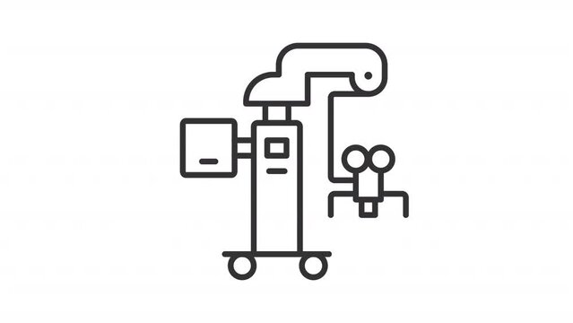 Set of 2D black icon creative animations representing medical diagnostic equipment, HD video with transparent background, seamless loop 4K video.