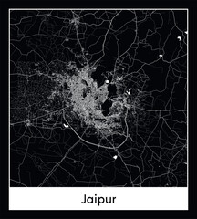 Minimal city map of Jaipur (India Asia)