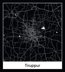 Minimal city map of Tiruppur (India Asia)