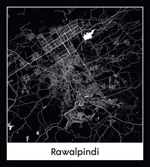 Minimal city map of Rawalpindi (Pakistan Asia)