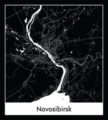 Minimal city map of Novosibirsk (Russia Asia)