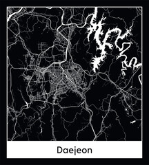 Minimal city map of Daejeon (South Korea Asia)