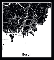 Minimal city map of Busan (South Korea Asia)