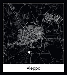 Minimal city map of Aleppo (Syria Asia)