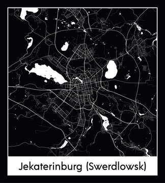 Minimal city map of Jekaterinburg (Swerdlowsk) (Russia Asia)