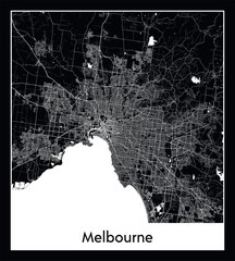 Naklejka premium Minimal city map of Melbourne ( Australia)