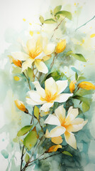 Fototapeta na wymiar Flowers watercolor. Colorful floral background