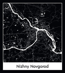 Minimal city map of Nizhny Novgorod (Russia Europe)