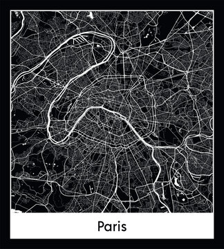 Minimal city map of Paris (France Europe)