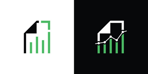 logo design combining file form with marketing investment financial data.