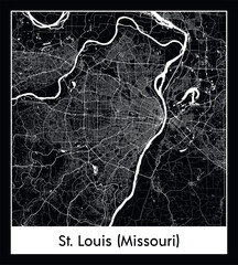 Minimal city map of St. Louis (Missouri) (United States North America)