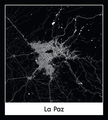 Minimal city map of La Paz (Bolivia South America)