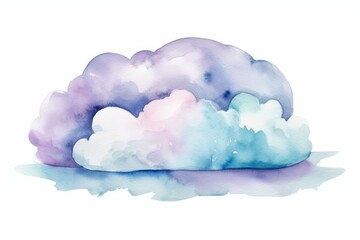 Cloud Watercolor Painting for Baby Shower, single, isolated on white background. AI generated
