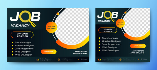 Recruitment advertising template. Recruitment Poster, Job hiring poster, social media, banner, flyer. Digital announcement job vacancies layout	
