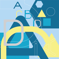 cute background of alphabet and shapes