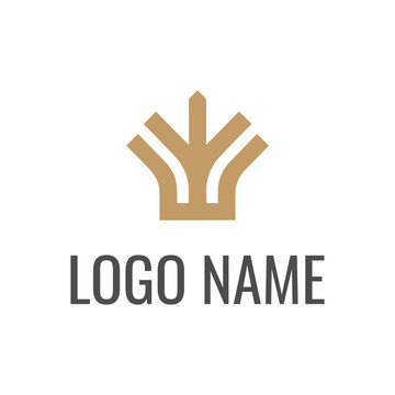 An elegant abstract tree logo forming an empire crown, perfect for hotel or resort branding