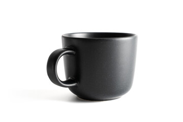 black ceramic coffee mug on white - 668529232