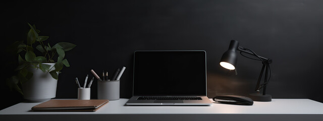 modern interior with laptop