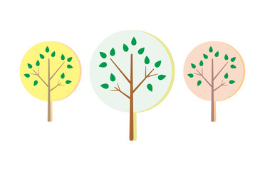 Cute tree illustration set isolated on transparent background. Tree design element.