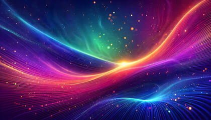 Naklejka premium Colorful graphic art representing the life force of the universe, generated by AI.