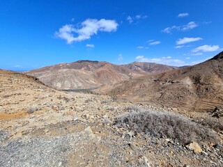 Desert mountain landscape on the Spanish island of Fuerteventura