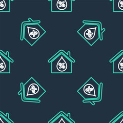 Line House humidity icon isolated seamless pattern on black background. Weather and meteorology, thermometer symbol. Vector