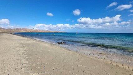 A fabulous sandy beach on the Spanish island of Fuerteventura