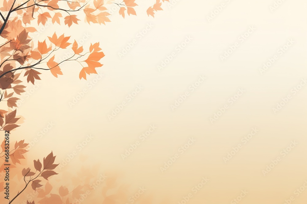 Poster beautiful autumn background with group of floating maple leaves in orange and yellow on blurred back