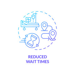 2D gradient reduced wait times icon, simple isolated vector, medical tourism thin line illustration.