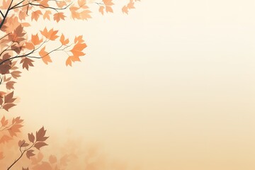 Beautiful autumn background with group of floating maple leaves in orange and yellow on blurred background.