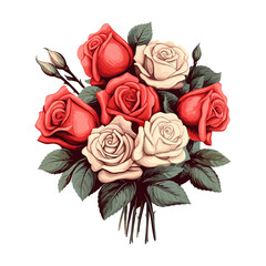 Beautiful rose illustration bouquet sticker