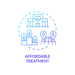 2D gradient affordable treatment icon, simple isolated vector, medical tourism thin line illustration.