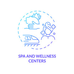 2D gradient spa and wellness centers icon, simple isolated vector, medical tourism thin line illustration.
