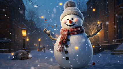 Happy snowman new year