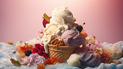 クリーミーなアイスクリームの写真