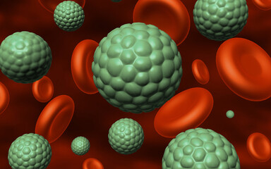 virus, bacteria on abstract scientific. 3d illustration.