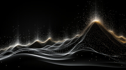abstract background with flowing dots particles wave pattern 3D curve