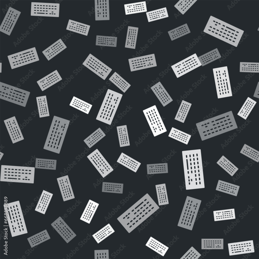 Poster grey computer keyboard icon isolated seamless pattern on black background. pc component sign. vector