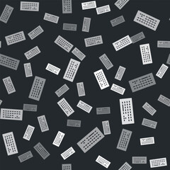 Fototapeta premium Grey Computer keyboard icon isolated seamless pattern on black background. PC component sign. Vector