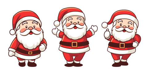 Santa Claus illustration. Set of different poses. Christmas vector design elements.