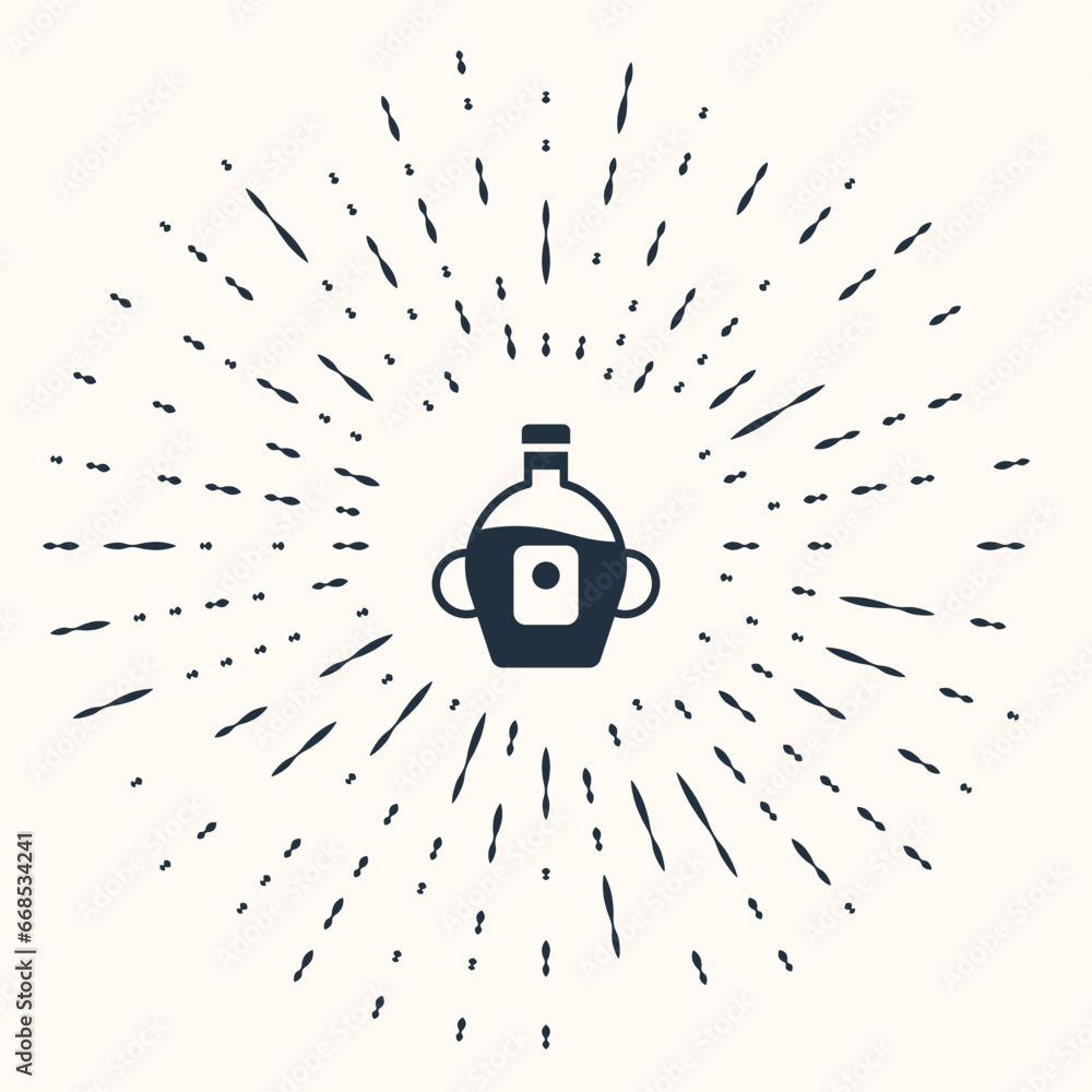 Aufkleber grey bottle of maple syrup icon isolated on beige background. abstract circle random dots. vector