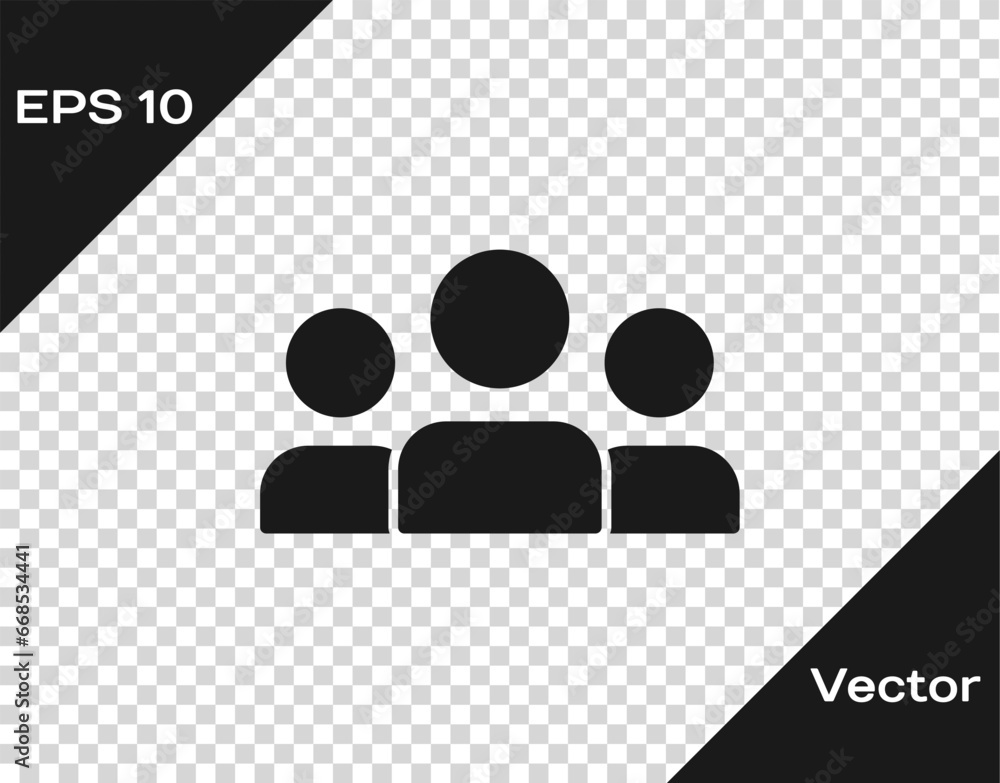 Poster black users group icon isolated on transparent background. group of people icon. business avatar sym