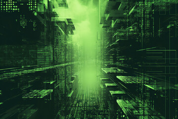 green line style glitch effect