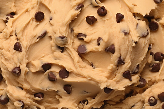 photo-realistic flat sheet of chocolate chip cookie dough, seamless texture