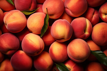 top view of ripe peaches forming a refreshing background ,