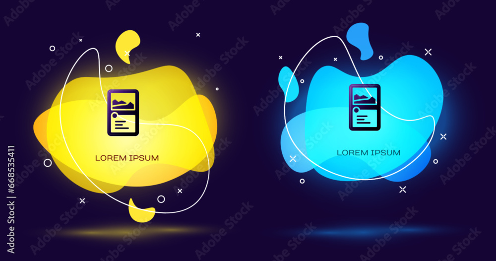 Poster black card game collection icon isolated on black background. fantasy ui kit with magic items. abstr