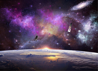 Galaxy Star Inifinity Cosmos Rocket Astronaut